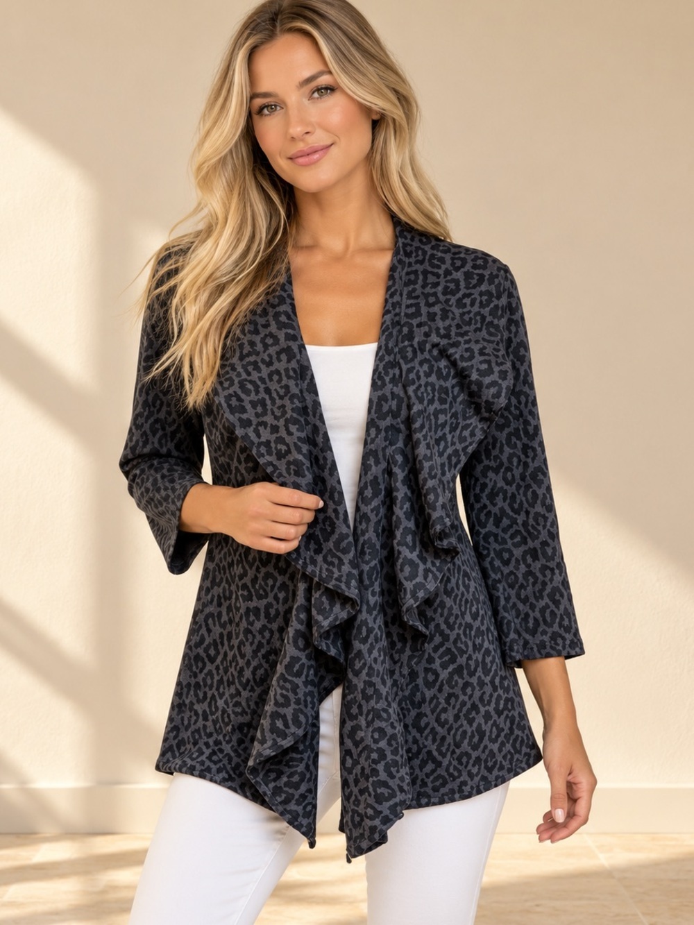 Calvin Klein Ruffle Layering Cardigan Jacket - Picture 1 of 9